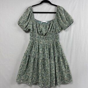 Altard State Dress Womens size Large Floral Baby doll Ditsy Tiered Peasant